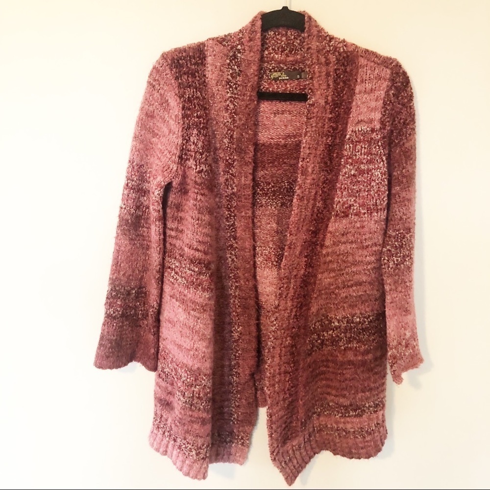Prana heathered‎ pink knit open cardigan sweater women’s small